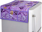 Kuber Industries Flower Design Combo PVC 3 Pieces Fridge Mats, 2 Piece Handle Cover and 1 Piece Fridge Top Cover(Purple), Standard (CTKTC024449)